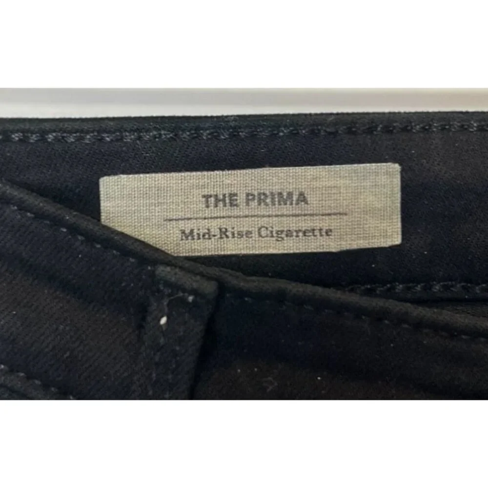 AG Prima Mid Rise Cigarette Jeans Super Black Size 28R Skinny Designer Classic